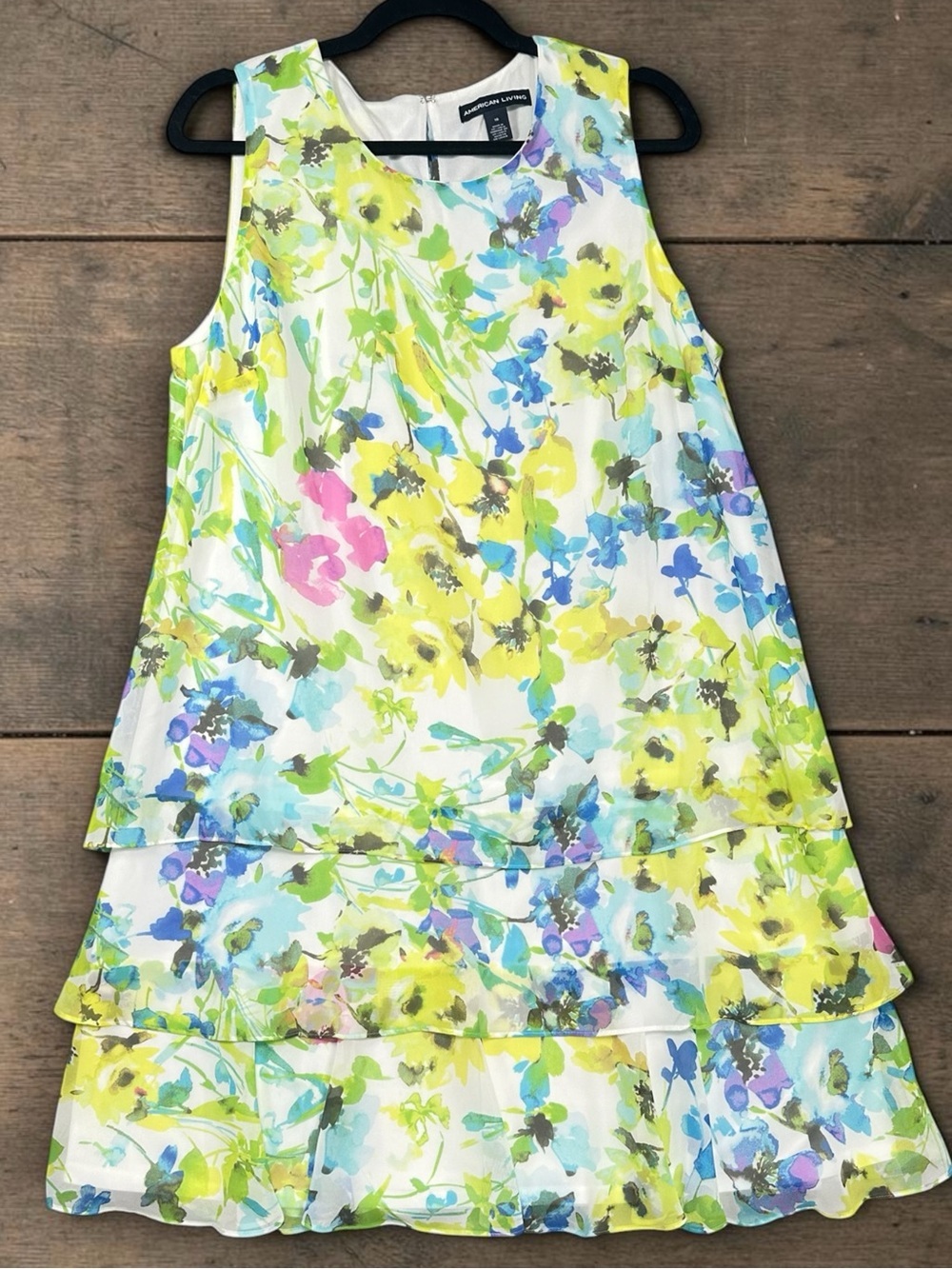 American‎ Living NWT Floral Midi Dress Size 16 Tiered Garden Party Cottagecore